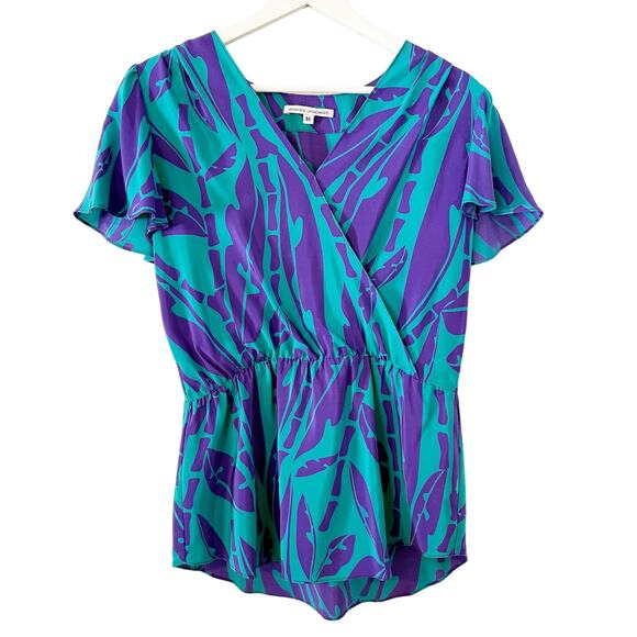 Amanda Uprichard 100% Silk Flutter-Sleeve Top Medium - Picture 1 of 4